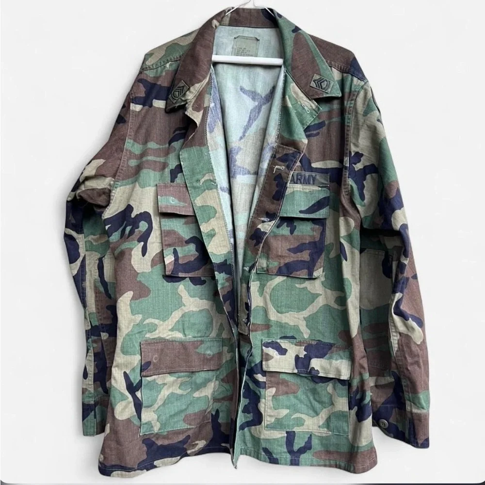US Army Military Tactical Combat Woodland BDU Streetwear Jacket Sergeant Camo XL - Picture 2 of 13